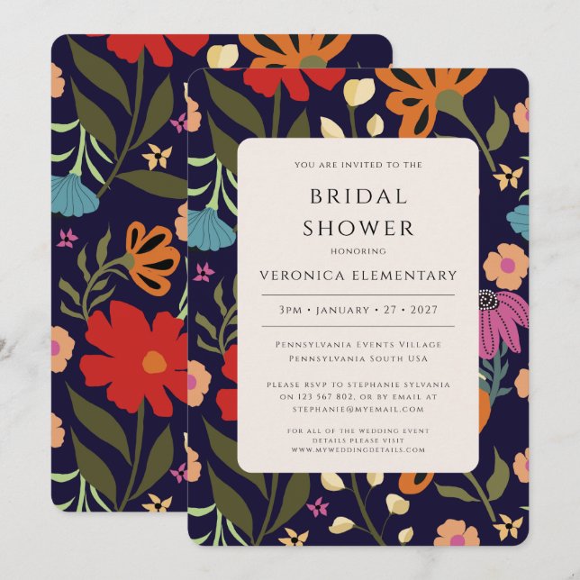 Boho farbenfrohe Blumenhochzeit Retten Sie das Dat Einladung (Vorne/Hinten)