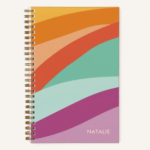 Boho farbenfroher Abstrakter Retro-Name Notizbuch