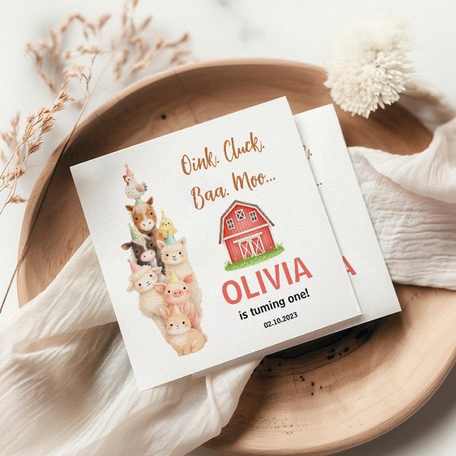 Boho Farm Animal 1st Birthday |Cute Rustic Barnyad Serviette (Boho Farm Animal 1st Birthday |Cute Rustic Barnyad Napkins
)