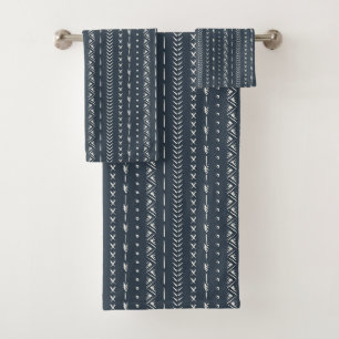 Boho Farmhouse Flèche Rayure Géométrique Bleu Fonc