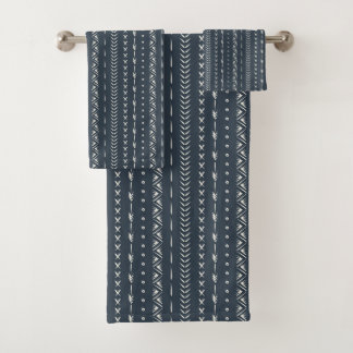 Boho Farmhouse Flèche Rayure Géométrique Bleu Fonc