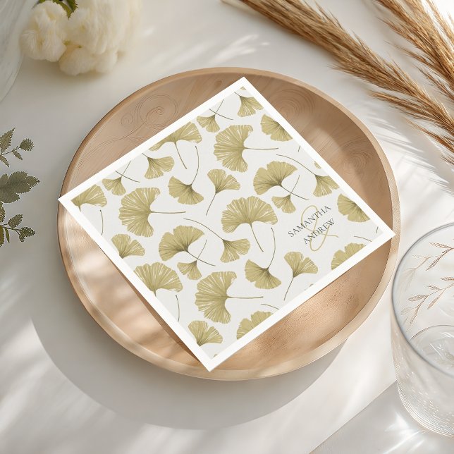Boho-Faux-Gold-Botanik-Muster-Monogramm Serviette (Von Creator hochgeladen)