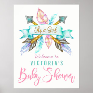 Boho Feather Arrow Baby Duschvorrichtung Schild Po