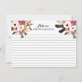 Boho Feather Beautiful Floral Advisor Cards Hinweiskarte