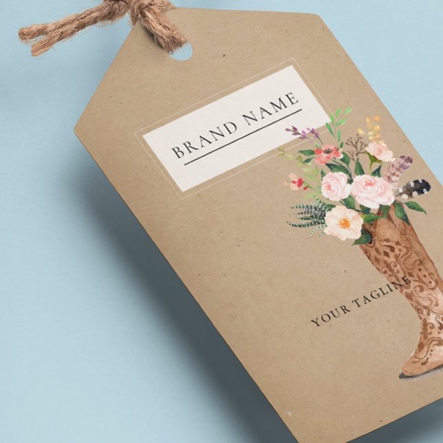 Boho Feather Floral Boot QR Code Hang Tag W/String Geschenkanhänger (Von Creator hochgeladen)