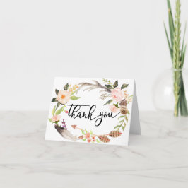 Boho feather Floral Dankeschön Karte