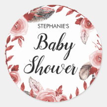 Boho Feather Floral Wreath Baby Shower