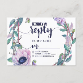 Boho Feather & Floral Wreath Mariage Réponse RSVP