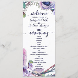 Boho Feather & Floral Wreath Wedding Programme