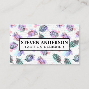 Boho Feather Pattern Hintergrund Visitenkarte