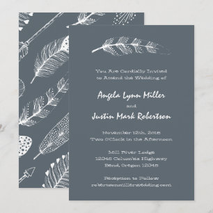Boho Feather und Pfeile Hochzeit Einladung