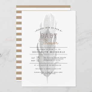 Boho Feather Wasserfarben-Babydusche Einladung