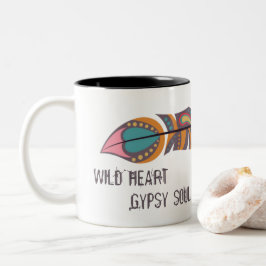Boho Feather Wild Heart Sinti und Roma Soul Tasse