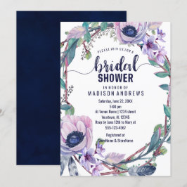 Boho Feather Wreath Invitation de la douche nuptia