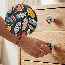 Boho Feathered Whimsy Keramikknauf
