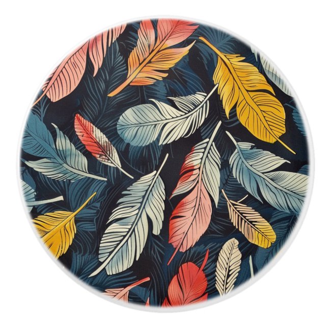 Boho Feathered Whimsy Keramikknauf (Vorderseite)