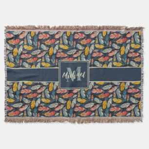 Boho Feathered Whimsy Woven Blanket Decke