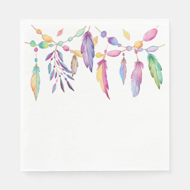 Boho Feathers Native Amerikanische Ureinwohner Wed Serviette (Vorderseite)