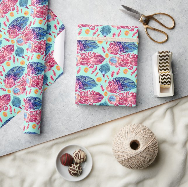 Boho Feathers Pattern Geschenkpapier (Basteln)