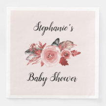 Boho Feathers Rose Blush Baby Dusche