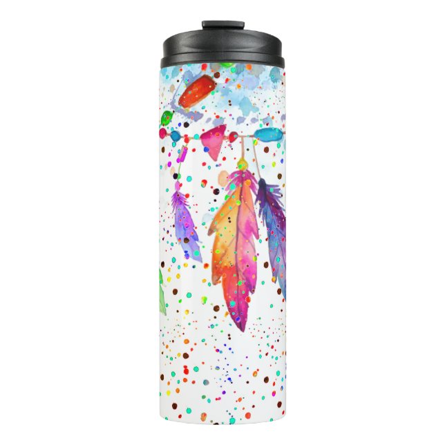Boho feathers thermal tumbler thermosbecher (Vorderseite)
