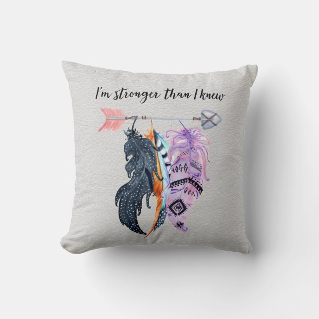 Boho Feathers und Arrow Motivierend Sprichwort Kissen (Vorderseite)