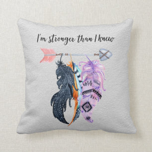 Boho Feathers und Arrow Motivierend Sprichwort Kissen