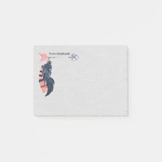Boho Feathers und Arrow Personalisiert Post-it Klebezettel