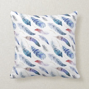 Boho Feathers Watercolor Pattern Kissen