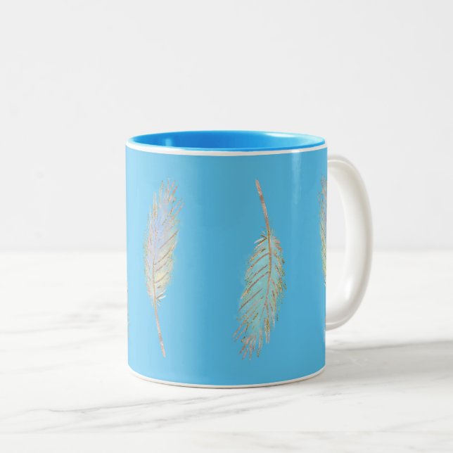 Boho Feathers Zweifarbige Tasse (VorderseiteRechts)
