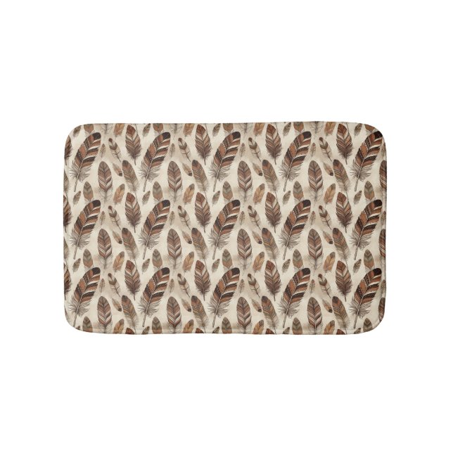 Boho-Feder-Muster Badematte (Vorderseite)