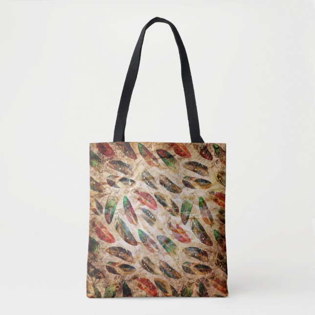 Boho-Feder-Muster mit Strapazen  Tasche (Vorderseite)