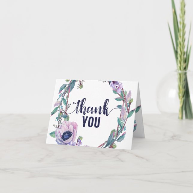 Boho Feder u. BlumenKranz-Hochzeit danken Ihnen Dankeskarte (Vorderseite)