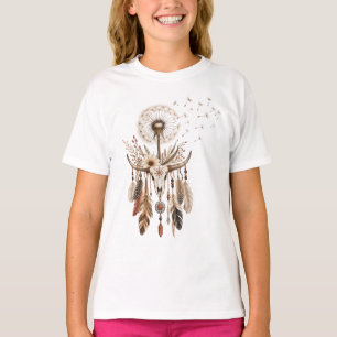 Boho-Feder Western-Löwenzahn T-Shirt