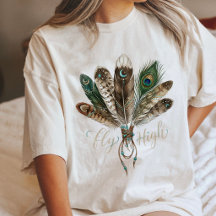 Boho-Federn Fliegen Hoch Himmelsmond-Kunst