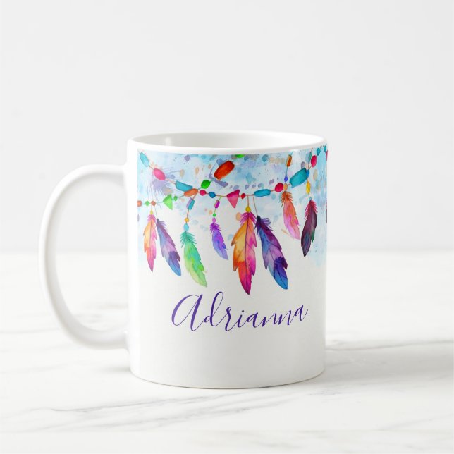 Boho-Federn personalisiert Kaffeetasse (Links)