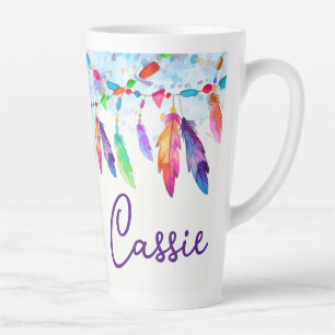 Boho-Federn personalisierte Latte-Tasse Milchtasse