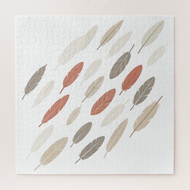 Boho-Federn Rost-Taupe-Diagonalmuster (Vertikal)