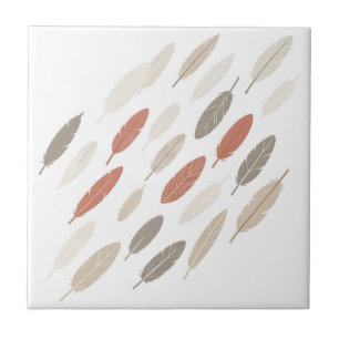 Boho-Federn Rost-Taupe-Diagonalmuster Fliese
