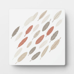 Boho-Federn Rost-Taupe-Diagonalmuster Fotoplatte