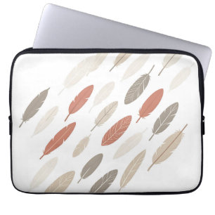 Boho-Federn Rost-Taupe-Diagonalmuster Laptopschutzhülle