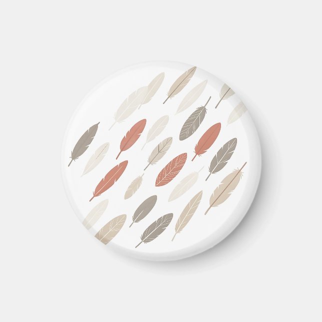 Boho-Federn-Rost-Taupe-Diagonalmuster Magnet (Vorne)