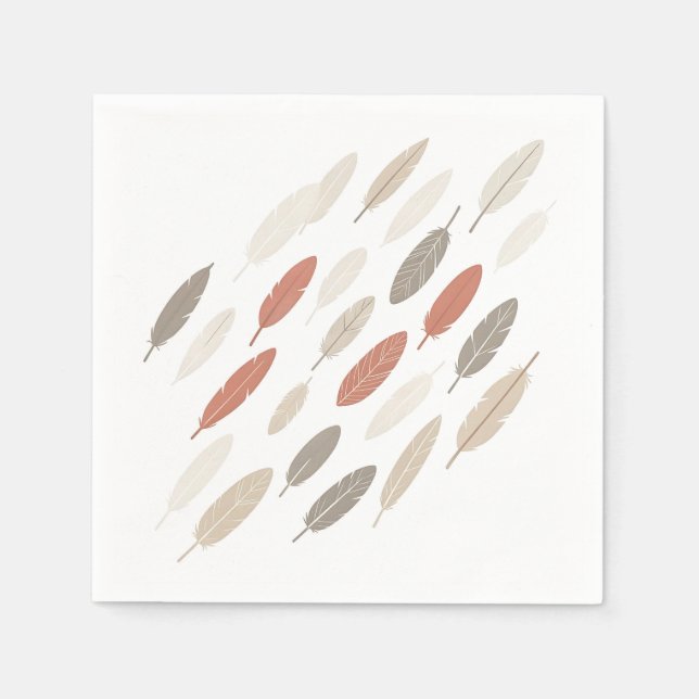 Boho-Federn Rost-Taupe-Diagonalmuster Serviette (Vorderseite)