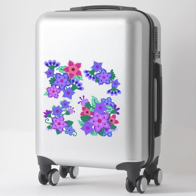 Boho Felt Blume | Lila und rosafarbene Imitate Aufkleber (Koffer)