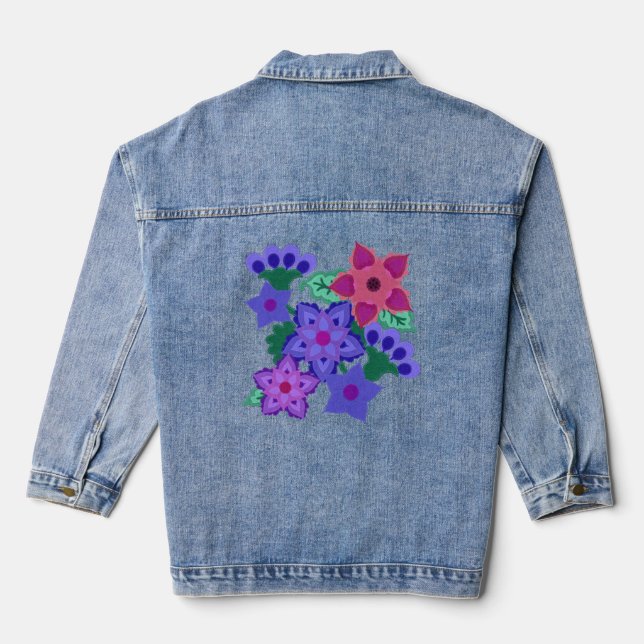 Boho Felt Look Purple Rose Bleu Fleurs Belles (Verso)