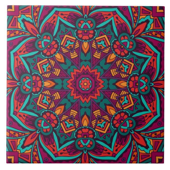 Boho Festive Mandala Fliese (Vorderseite)