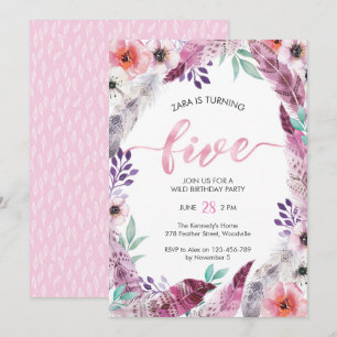 Boho fête d'anniversaire Invitation   5e anniversa