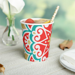 Boho Fiesta Geometric Pappbecher