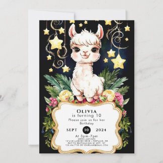 Boho Fiesta Llama Birthday Einladung
