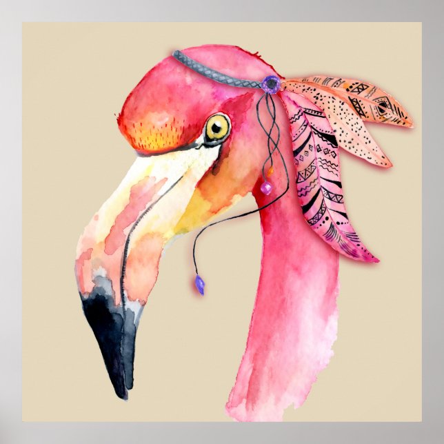 Boho Fiona Flamingo Poster (Vorne)